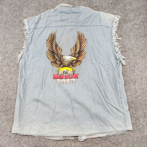 Arizona Bike Week Mens 2XL Motorcycle 2013 Distressed Denim Vest Cyclefest - Picture 3 of 15